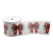 Red Watercolor Christmas Bow Satijnen Lint (Spoel)