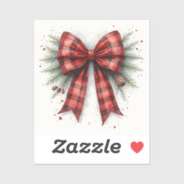 Red Watercolor Christmas Bow Sticker