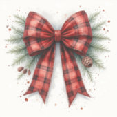 Red Watercolor Christmas Bow Sticker (Voorkant)