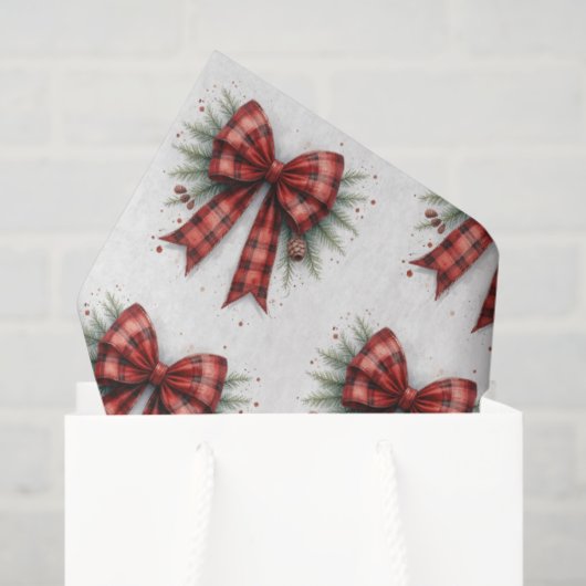 Red Watercolor Christmas Bow Tissuepapier (Cadeauzakje)