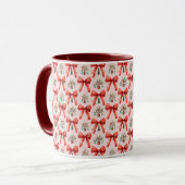 Red Watercolor Christmas Bows Holiday Mug Gift Mok (Voorkant links)