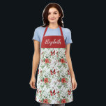 Red Watercolor Floral Custom Name Schort<br><div class="desc">This custom name red floral pattern with butterflies apron is a perfect for your kitchen chef. A perfect gift for the woman in your life who loves to cook!</div>