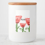 Red watercolor floral watercolor add name text thr voedselcontainer etiket<br><div class="desc">Ontwerp</div>