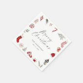 Red Watercolor Frame Christmas Party Servet (Hoek)