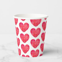 Red watercolor heart made up of many pieces papieren bekers