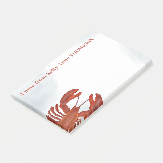 Red Watercolor Lobster Personalized Post-it® Notes (Schuin)