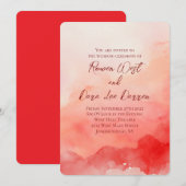 Red Watercolor Ombre Painting Wedding Kaart (Voorkant / Achterkant)