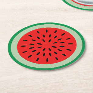 Red Watermelon Slice Black Seeds Summer Party Ronde Kartonnen Onderzetter