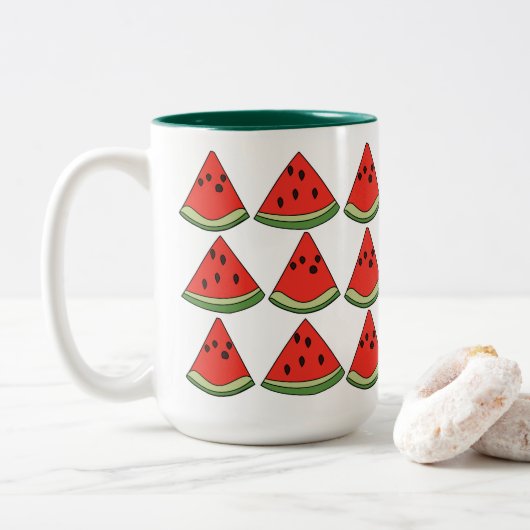 Red Watermelon Slices  Tweekleurige Koffiemok (Met donut)