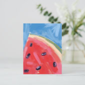 Red Watermelon | Watercolor Fruit Painting Briefkaart (Staand voorkant)