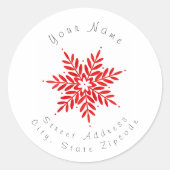 "Red Waterverf Abstract Snowflake" Etiketten (Voorkant)