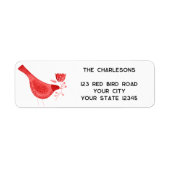 Red Waterverf Bird Retouradres Etiket (Voorkant)