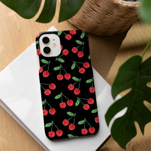 Red Waterverf Cherry Fruit Pattern Case-Mate iPhone Case