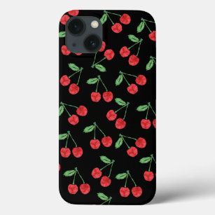 Red Waterverf Cherry Fruit Pattern iPhone 13 Hoesje