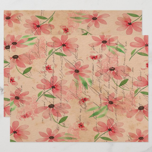 Red Waterverf Daisy Field  (Voorkant / Achterkant)