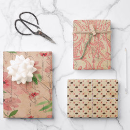 Red Waterverf Daisy Field  Inpakpapier Vel