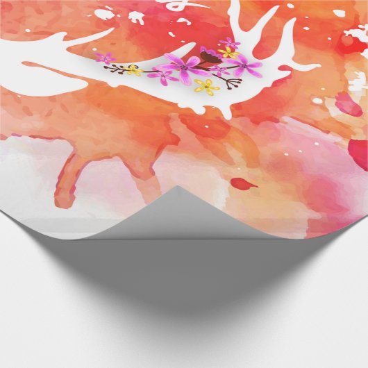 Red Waterverf Deer Merry kerst Cadeaupapier (Hoek)