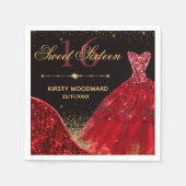 Red Waterverf Dress & Red wave Edge Sweet 16 Servet (Voorkant)