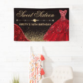 Red Waterverf Dress & Red wave Edge Sweet 16 Spandoek (Insitu)