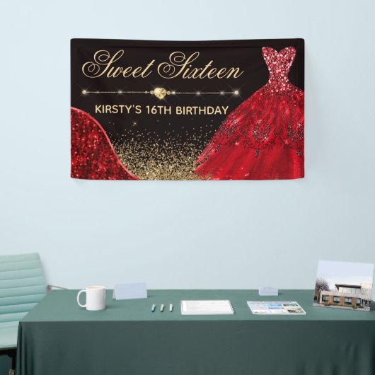 Red Waterverf Dress & Red wave Edge Sweet 16 Spandoek (Beurs)