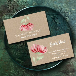 Red Waterverf Flower Salon Makeup Hair Stylist Visitekaartje