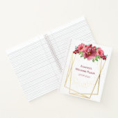 Red Waterverf Flowers Gold Geometric Lijst Notitieboek (Binnen)