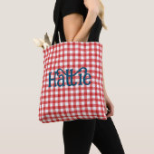 Red Waterverf Gingham Persoonlijk Tote Bag (Dichtbij)