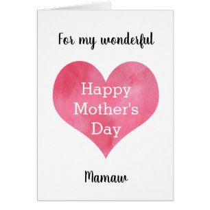 Red Waterverf Heart Happy Moederdag Mamaw