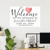 Red Waterverf Heart Modern Weddenschap Welkomstbor Poster (Thuiskantoor)