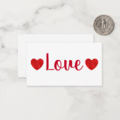 Red Waterverf Heart Note Card Notitiekaartje (Voorkant / Achterkant in situ)