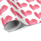 Red Waterverf Heart Patroon Valentijnse Cadeau Cadeaupapier (Rol Hoek)