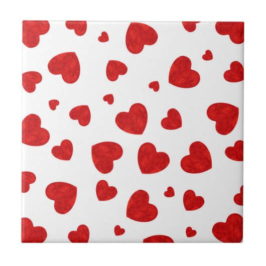 Red Waterverf Hearts Patroon 2 Tegeltje (Voorkant)