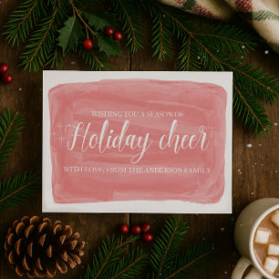 Red Waterverf Holiday Cheer Flat Kaart