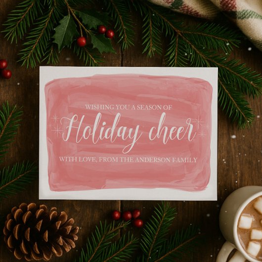 Red Waterverf Holiday Cheer Flat Kaart