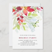 Red Waterverf kerstfeestdag Kaart (Voorkant)