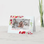 Red Waterverf kerstflessen Foto Happy Feestdagen Kaart (Voorkant)