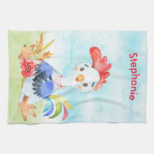 Red Waterverf Little Rooster Theedoek (Horizontaal)