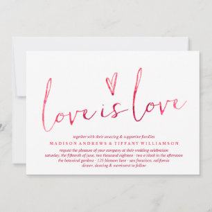 Red Waterverf Love is Love Gay Wedding Kaart