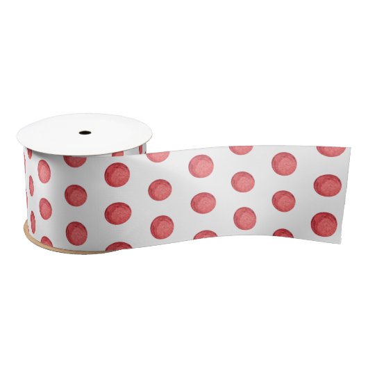 Red Waterverf Polka Dots Holiday Kerstmis Satijnen Lint (Spoel)