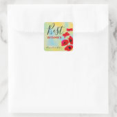 Red Waterverf Poppies Best Wish Vierkante Sticker (Tas)