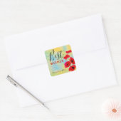 Red Waterverf Poppies Best Wish Vierkante Sticker (Envelop)