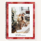 Red Waterverf Pset Rustic-fotokerstmis Notitieboek (Voorkant)