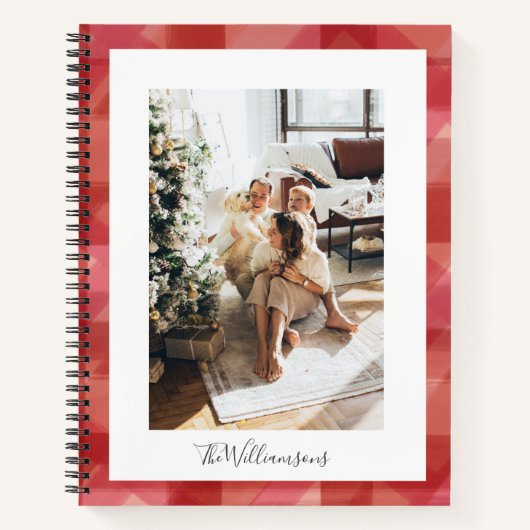 Red Waterverf Pset Rustic-fotokerstmis Notitieboek (Voorkant)