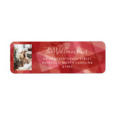 Red Waterverf Pset Rustic Photo Holiday Adres Etiket (Voorkant)