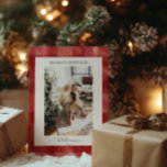 Red Waterverf Pset Rustic Photo Seasons Greep Feestdagenkaart<br><div class="desc">Rode Waterverf Pset Rustic Foto kerstvakantie Kaart Greetings Holiday</div>