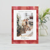 Red Waterverf Pset Rustic Photo Seasons Greep Feestdagenkaart (Staand voorkant)