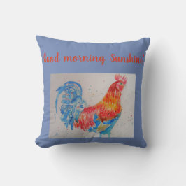Red Waterverf Rooster Good Morning Sunshine Kussen