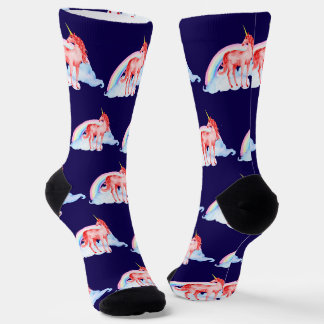 Red Waterverf Unicorn Premium Crew Sokken