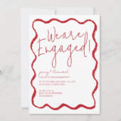 Red Wave Border Scallop Edge Engagement Party Kaart (Voorkant)