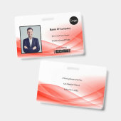 Red Wave Design foto-ID Badge (Voor- en achterkant)